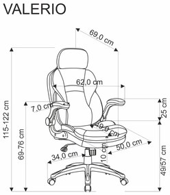 Scaun de birou Valerio negru/gri H128 cm