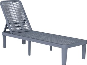 Outsunny Șezlong reclinabil de grădină exterior cu spătar reglabil în 4 poziții și cadru din PP 191x55x35,5 cm Gri închis | Aosom Romania
