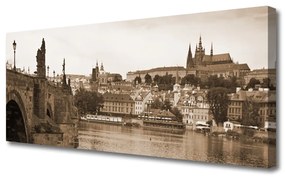 Tablou pe panza canvas Praga Podul Peisaj Sepia