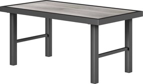 Outsunny Masă joasă de grădină dreptunghiulară masă de grădină cu blat SPC cu efect lemn din metal, 100 x 52 x 46 cm, negru | Aosom Romania