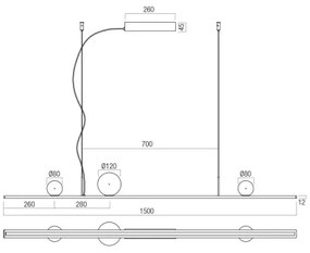 Redo 01-4301 - Lustră DUNE LED reglabilă pe cablu, 48W/230V, finisaj auriu