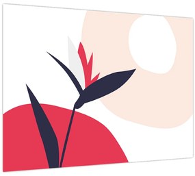 Tablou pe sticlă - Abstracție florală roz N⁰1 (70x50 cm)