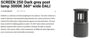 Mini Stalp LED iluminat exterior simetric 360º wide IP65 SCREEN 25cm 3000K DALI