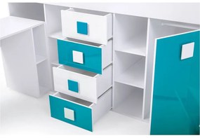 Pat multifuncțional 90 cm Toreno 3 (Alb + alb lucios + gri lucios) (S). 1083327