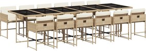 vidaXL Set mobilier de grădină cu perne, 13 piese, bej, poliratan
