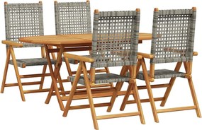 vidaXL Set de masă pentru grădină 5 pcs Gri Lemn Solid de Acacia