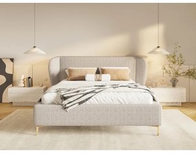 Pat tapițat DALIA 160 x 200 cm, bej, fără saltea