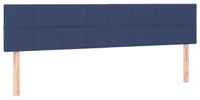 Pat box spring cu saltea, albastru, 200x200 cm, textil Albastru, 200 x 200 cm, Cu blocuri patrate