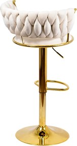 Scaun de bar din catifea cu bază metalică aurie ABS 118 crem