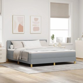 vidaXL Pat cu arcuri cu saltea gri deschis 180x200 cm țesătură