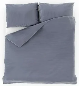 Lenjerie de pat Kvalitex Satin cu dungi gri închis , 140 x 220 cm, 70 x 90 cm