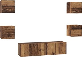 vidaXL Set comodă TV Pe perete 6 pcs Lemn Vechi Lemn compozit
