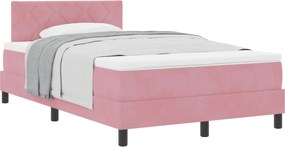 vidaXL Pat cu arcuri cu saltea cu headboard Roz 120 x 190 cm Catifea
