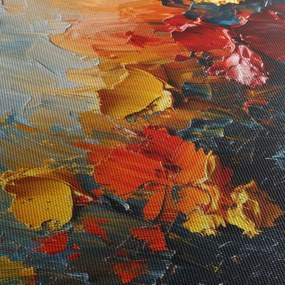 Tablou - Pictură abstractă de flori III. (cu ceas) (90x30 cm)