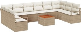 vidaXL Set de canapele pentru grădină 11 pcs Bej și crem poliratan