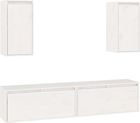 vidaXL Comode TV, 4 buc., alb, lemn masiv de pin
