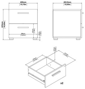 Noptieră albă cu aspect de lemn de stejar Pepe - Tvilum