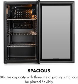 Klarstein Beersafe XXL Onyx, frigider, E, LED, 3 grătare metalice, ușă din sticlă, onyx