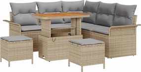 vidaXL Set de canapele pentru grădină cu pernă 8 pcs Bej poliratan