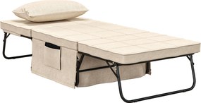 HOMCOM Fauteuil lit convertible chauffeuse chaise longue et pouf 4 în 1 cu dossier inclinable 5 positions cremă | Aosom Romania