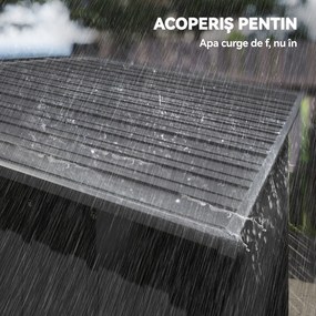 Outsunny Căsuță de Grădină 1.37m² din Metal, Montare Ușoară, Depozit pentru Unelte de Grădină cu Fante de Aer, Ușă Culisantă, Acoperiș Înclinat și Mănuși, 159x106x181 cm, Gri Închis | Aosom Romania