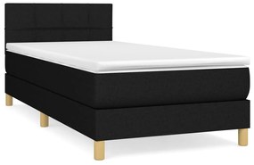 3140595 vidaXL Pat box spring cu saltea, negru, 100x200 cm, textil