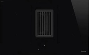 Plita incorporabila cu inductie si hota integrata Smeg HOBD482D, 80 cm latime, negru