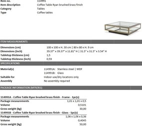 Masuta de cafea design LUX clasic Ryan, alama 114991 HZ