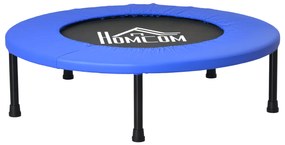 HOMCOM Trambulină Fitness Ø81 cm, Trambulină din Oțel cu Protecție de Margine și 28 de Arcuri pentru Exerciții în Interior și Exterior, Suportă 100 kg, 81x81x22,5 cm, Negru și Albastru | Aosom Romania