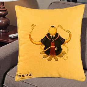 Perna Personalizata Assassination Classroom Koro-sensei, 40x40 cm, Galben, Husa Detasabila, Perna Inclusa, BEKZ®