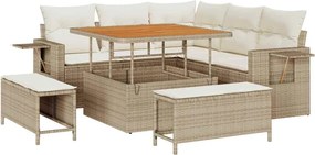 vidaXL Set de canapele pentru grădină 9 pcs Bej și crem poliratan