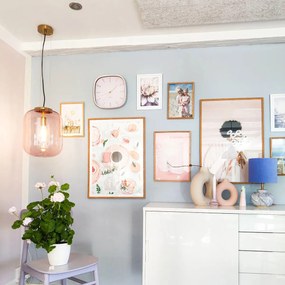 Lampă suspendată Art Deco din alamă cu sticlă roz - Bliss