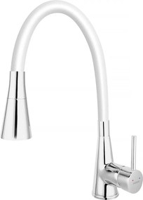 Baterie bucatarie cu pipa flexibila Ferro Zumba II alb