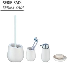 Perie cu suport din ceramică pentru toaletă Wenko Badi, alb