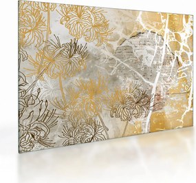 Tablou pe sticlă - Vintage perete cu flori (70x50 cm)