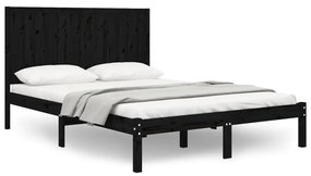 3105714 vidaXL Cadru de pat, negru, 140x190 cm, lemn masiv de pin
