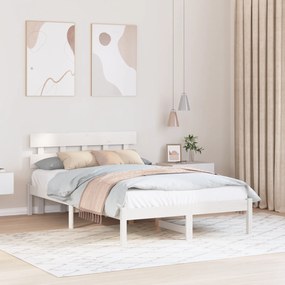 vidaXL Cadru de pat cu tăblie Alb 120x190 cm Lemn masiv de pin