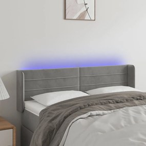 3123424 vidaXL Tăblie de pat cu LED, gri deschis, 147x16x78/88 cm, catifea