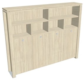 Dulap înalt pentru haine Verno+ S 260 x 46 x 210 cm, cu rafturi, salcâm / vanilie