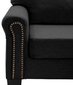 Canapea cu 5 locuri, negru, material textil Negru, cu 5 locuri