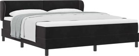 vidaXL Pat cu arcuri cu saltea cu headboard Negru 180 x 200 cm Catifea