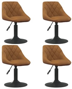 vidaXL Scaune de masă pivotante, 4 buc., maro, catifea