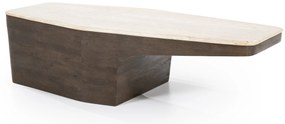Masuta laterala Luna din lemn de mango si travertin 128x63x36 cm