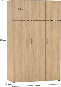 Dulap, cu trei uşi, stejar craft auriu, RAMSA 3