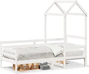 vidaXL Pat de zi cu acoperiș, alb, 80x200 cm, lemn masiv de pin