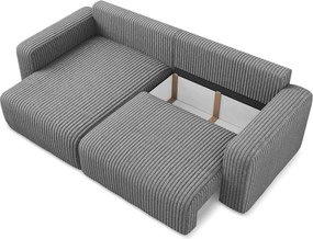 Colțar gri extensibil/cu spațiu de depozitare cu tapițerie din catifea reiată (cu colț pe partea stângă/cu șezlong) Kona – Makamii