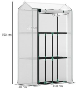 Outsunny Solar cu Raft 3 Nivele, Carcasă Plastic rezistentă la UV, Ușă cu fermoar, 100 x 40 x 150 cm, Alb | Aosom Romania
