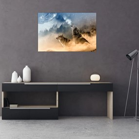 Tablou - lupii urlând la lună (90x60 cm)