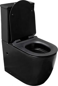 Set vas WC pe pardoseala Rune Ivaldi monobloc negru mat, Tornado rimless cu sistem vortex si cu capac slim softclose