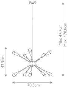 Lustră LED pe tijă Feiss FE-JAX10-MB JAX 10xG9/3W/230V negru/auriu
